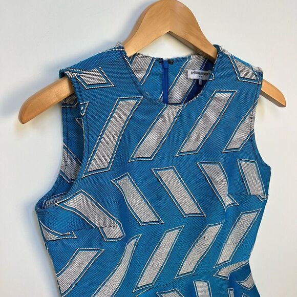 Opening Ceremony Fit & Flare Sleeveless Mini Dress Blue White Pattern women’s L - Picture 14 of 15